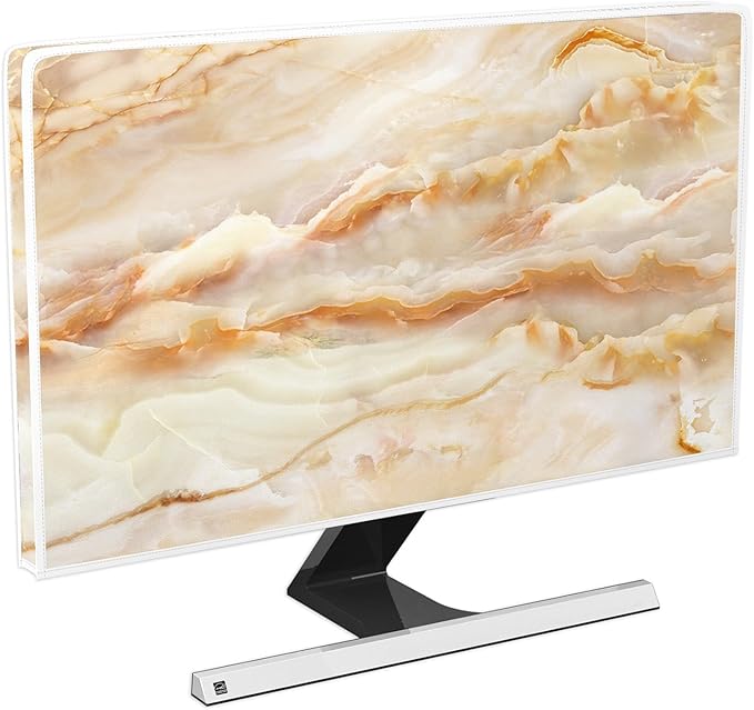 Baocicco Abstract Computer Monitor Cover with Marble Design Aesthetic Laptop Computer Cover for Xmas Home Office Decoration Anti-Static Dustproof Protective Covers for LCD/LED/HD 26, 27, 28 Inch