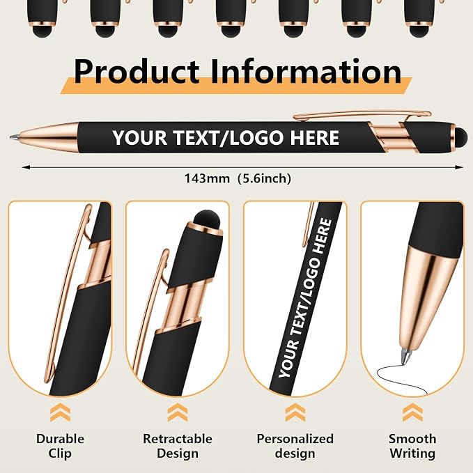 ENOMY Personalized Notebook & 10 PC Pens Gift Set Custom Notebook Journal A5 200 Pages A5 Lined Journal for Men Women Hardcover Notebooks for Work College Graduation Gifts, Black