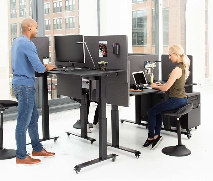 Stand Up Desk Store ReFocus Clamp-on Acoustic Desk Divider Privacy Panel That Reduces Noise and Visual Distractions (Ash Gray, 59" x 23.6")