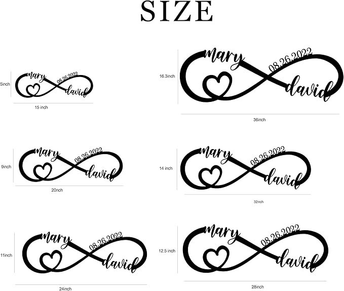 Wedding Gifts for Couples 2025 | Personalized Wedding Gifts | Couples Gift for Her | Anniversary Wedding Date Sign | Engagement Gift | Wall Decor | Bridal Shower Gift | Infinity Metal Sign