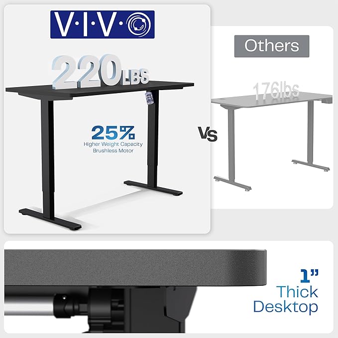 VIVO Electric 48 x 30 in Standing Desk, Memory Height Adjustment, 1B Series, Holds 220 lbs, One-Piece Light Wood Top, Gray Frame, DESK-KIT-1G5C