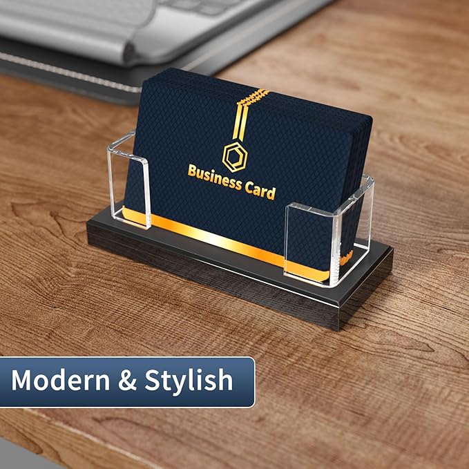 NIUBEE Acrylic Business Card Holder: Clear Plastic Business Cards Display Stand for Desk - Gift Card Organizer for Office 2 Pieces