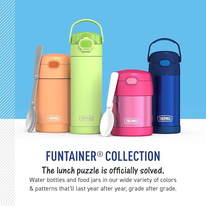 THERMOS FUNTAINER 12 Ounce Stainless Steel Vacuum Insulated Kids Straw Bottle, RAINBOW HIGH
