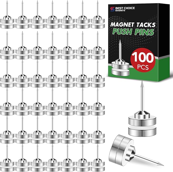 100P Magnetic Pushpin Magnetic Clips Magnet Thumb Tacks Magnet Tacks Push Pins for Cork Board Wall Bulletin Board Photo Wall