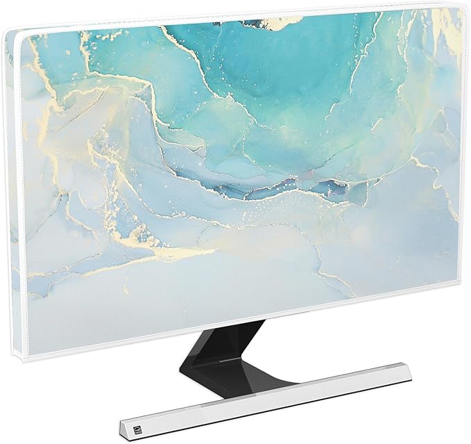 Baocicco Blue Green Marble TV Display Screen Cover 65 Inch Creative Anti-Static Dustproof Monitor Accessories Laptop LCD Cover Modern Screen Television Decoration for LED LCD OLED TVs