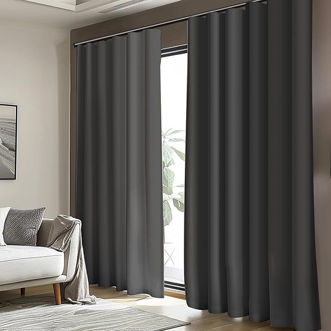 Cbsroro Room Divider Blackout Curtain Track Curtains Wall Dividers Panels Screen for Living Rooms Bedroom Office Privacy Partition Separation, W180 × L96 Inch,1 Panel, Black
