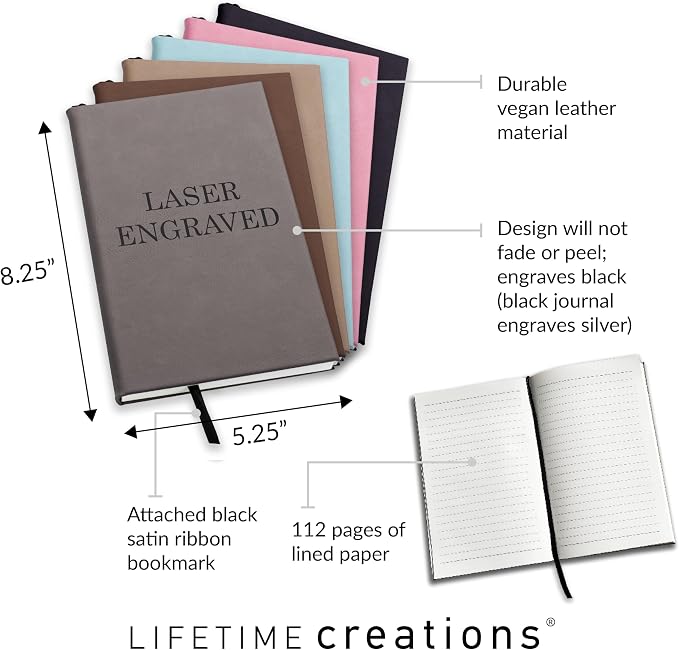 Lifetime Creations Custom Notebook Journal with Monogram (Light Brown) - Personalized Journaling Notebook, Hard Cover Notepad, Gift for Employees, Travelers, Business Professionals