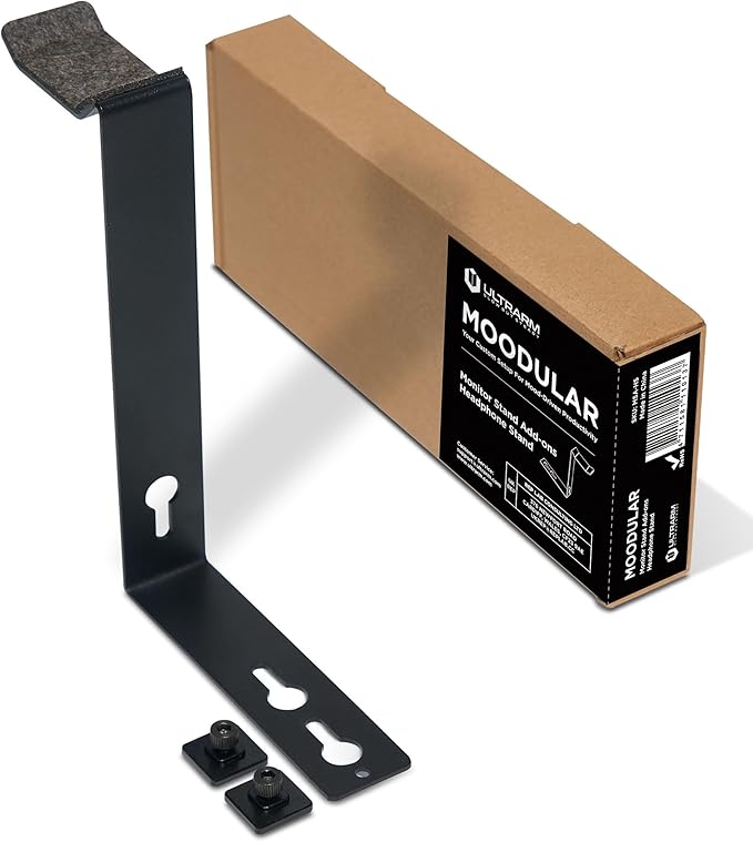ULTRARM Moodular Add-ons Headphone Stand [Accessory Only - Requires Moodular Wooden Monitor Stand Slide Rails for Use] Black MSA-HS