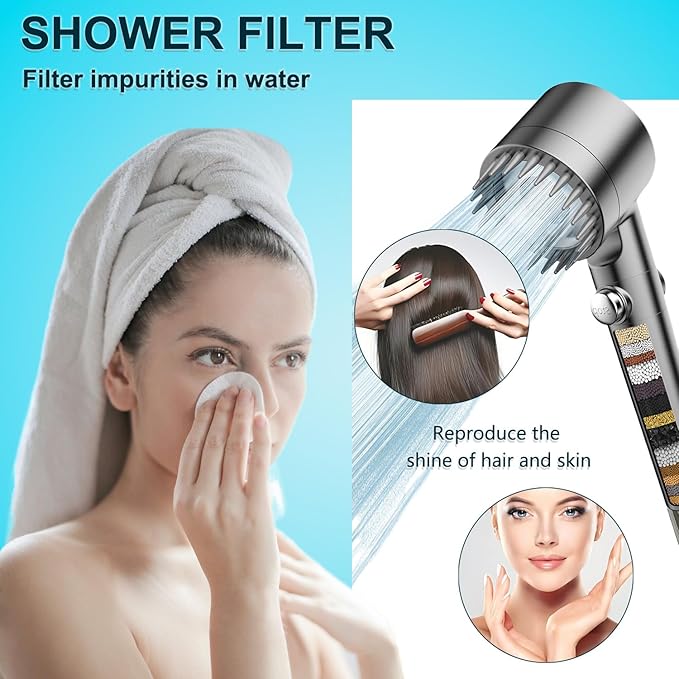 Multi-Stage Shower Filter Replacement Compatible with PWERAN Shower Filter for Fitespot shower filter For Handheld Shower Head, 3 Pack