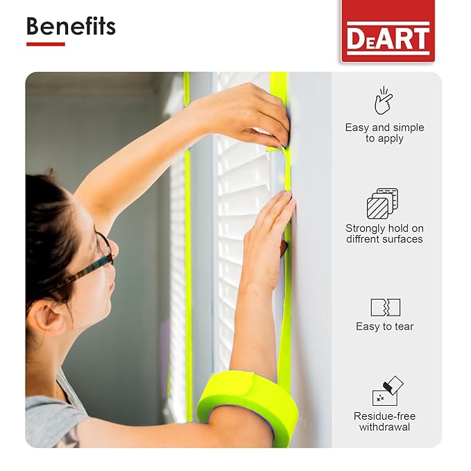 DEART 6 Pcs Colored Masking Tape, Extra Long 1008 Feet or 360 Feet x 1 Inch Painters Tape, Color Painter Tape for Arts & Crafts Labeling or Coding, Art Supplies (360 ft)