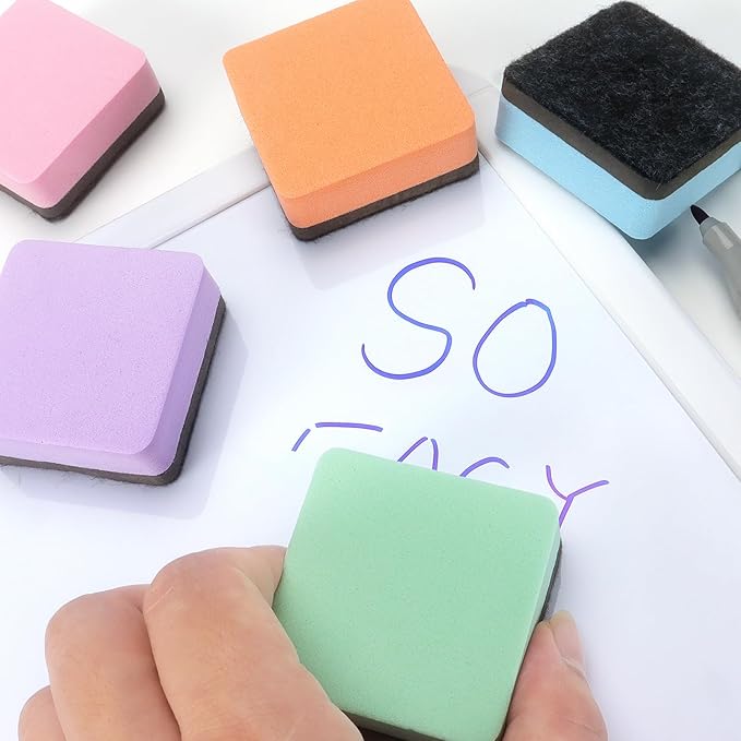Tamaki 12 Pack Dry Erasers for White Board Magnetic Whiteboard Eraser, Whiteboard Erasers for Kids Classroom, Square Pastel Color