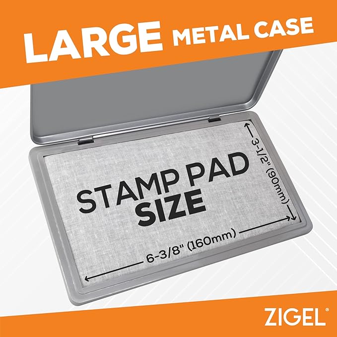 2 Pack Metal Case Stamp Pad Large Size, Dark Yellow Color - Size: 3" x 6" - Choose from 15 Ink Colors