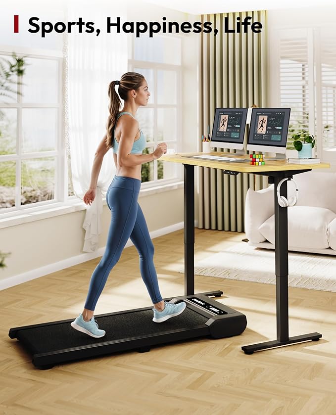 SANODESK Electric Standing Desk 60 x 24 Inches Whole-Piece Desktop Height Adjustable Stand Up Desk w/6-Button Controller Ergonomic Computer Desk for Home Office, Black Frame + Natural Tabletop