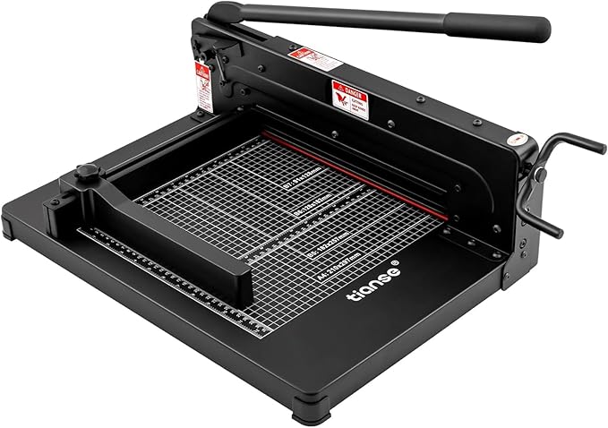 TIANSE Heavy Duty Guillotine Paper Cutter A4 12" Guillotine Paper Cutter 400 Sheet Capacity Solid Steel Construction with Double Safety Protection Perfect for Trimming Paper Cardstock Matboard Black