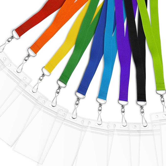 24-Pack Pink Breakaway Lanyards with Waterproof Badge Holders, Polyester Neck Straps for ID Cards, Events, Office, and Schools