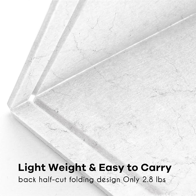 Large Bulletin Board - 48 x 36 Inches, Decorative Felt Pin Board for Wall - 4' x 3' Foldable Photo Display Board with Self-Adhesive Tape, Includes 20 Push Pins - Marble White