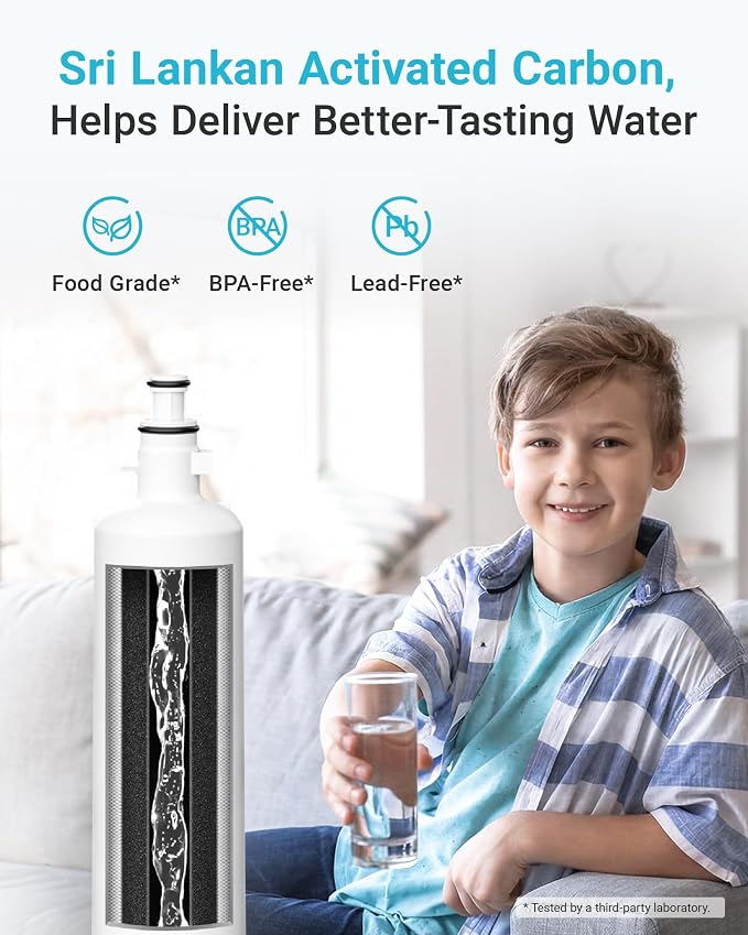 AQUA CREST AQF-FF19C Replacement for GE® RPWFE®, RPWF (with CHIP) Refrigerator Water Filter, Compatible with GYE22HMKES, GYS22GMNES, GYE22HBLTS, DFE28JSKSS, GFE28HMHES, GNE29GYNFS, 4 Filters