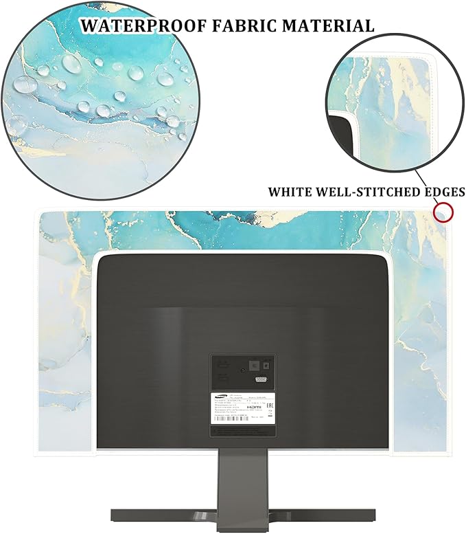 Baocicco Blue Green Marble TV Display Screen Cover 65 Inch Creative Anti-Static Dustproof Monitor Accessories Laptop LCD Cover Modern Screen Television Decoration for LED LCD OLED TVs