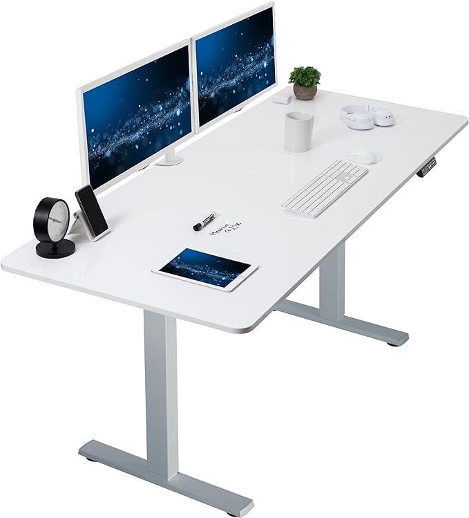 VIVO Electric Dry Erase 71 x 30 in Standing Desk, Memory Height Adjustment, 1B Series, Holds 220 lbs, Whiteboard Top Gray Frame, DESK-KIT-1G7WE