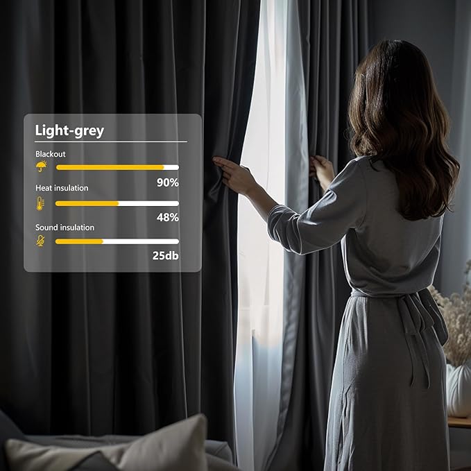 Cbsroro Room Divider Blackout Curtain Track Curtains Wall Dividers Panels Screen for Living Rooms Bedroom Office Privacy Partition Separation, W120 × L108 Inch,1 Panel, Light Grey