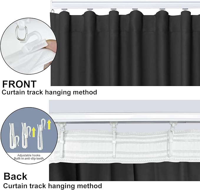 Cbsroro Room Divider Blackout Curtain Track Curtains Wall Dividers Panels Screen for Living Rooms Bedroom Office Privacy Partition Separation, W100 × L108 Inch,1 Panel, Black