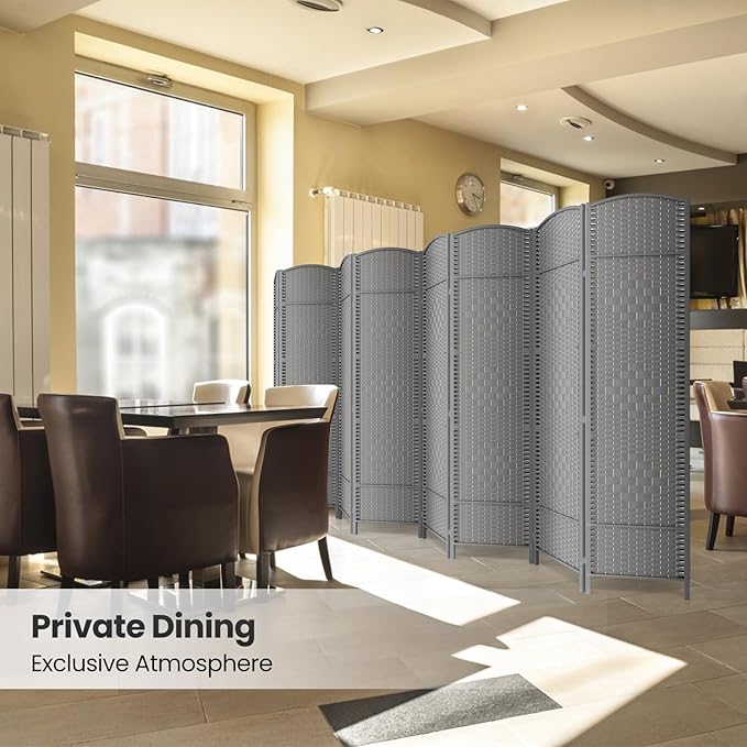 8 Panel Room Divider,6Ft Folding Privacy Screen,Tall - Extra Wide Foldable Panel Partition Wall Divider with Diamond Double-Weaved Hand-Woven Design Room Screen Divider