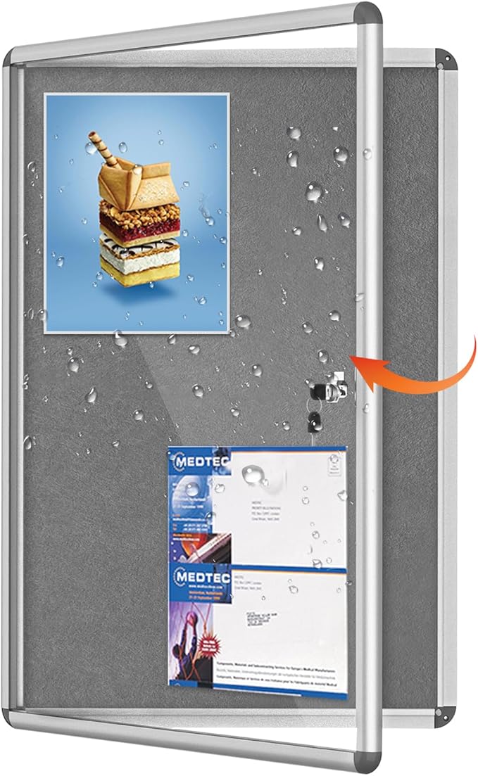 Magula Enclosed Bulletin Board Tamper-Proof Dispaly Case, Aluminium Frame, Shatter Resistant Lockable Bulletin Board, Lockable Noticeboard(24"x18")