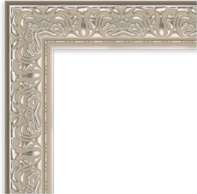 Amanti Art Silver Framed Magnetic Board 27x31 Medium Vision Board for use with Magnets, 100% Metal Sheet to Display Items as Office Decor or for Home Organization in mudroom, Kitchen or Kids Room