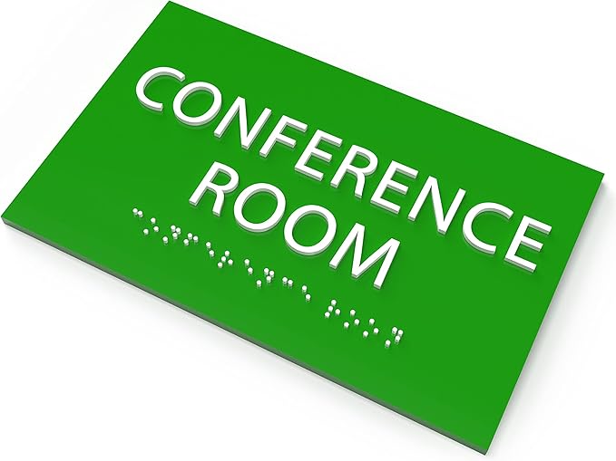 ADA CENTRAL SIGNS - 6" X4" Conference Room Sign - ADA Compliant Tactile Graphics Grade 2 Braille Text Privacy Sign | Wall Mount Plastic Meeting Signs For Schools, Hospitals, Offices, and Apartments