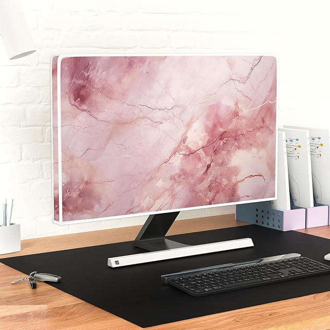 Baocicco Fashion Pink Marble Waterproof Television Cover 70 Inch Full Body Covers for Television Screen Panel Case Computer Sleeve Compatible with PC, Desktop and TV LED LCD OLED