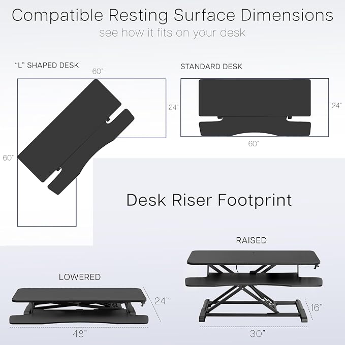 VIVO 42 inch Desk Converter, K Series, Height Adjustable Sit to Stand Riser, Dual Monitor and Laptop Workstation with Wide Keyboard Tray, Reclaimed Wood Top, Black Frame, DESK-V042KP