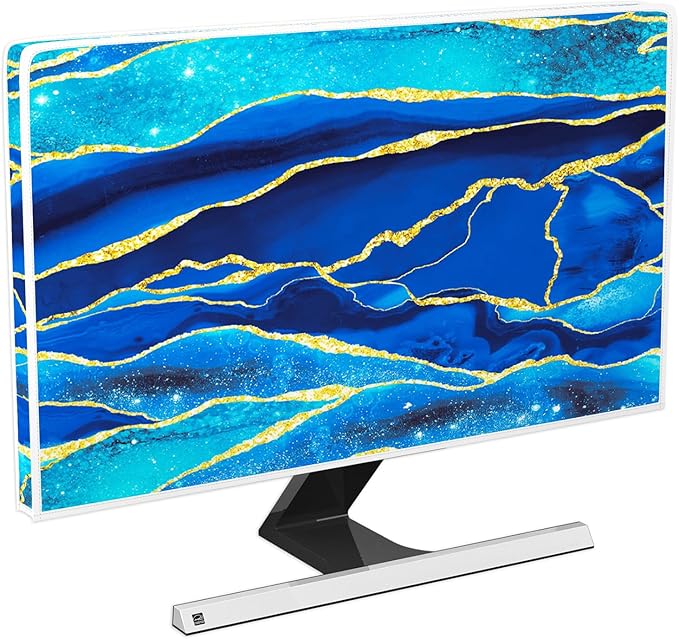 Baocicco Royal Blue Marble Waterproof TV Cover 40, 41, 42, 43 Inch Creative Design Monitor Accessories Laptop TV LCD Screen Television Decoration for Tablet LED LCD OLED TVs Decorations