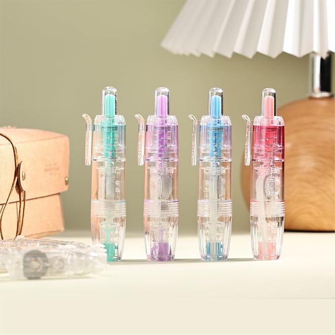 Refillable Correction Tape, 157 ft Total – 2 Pre-Filled Dispensers + 6 Snap-In Refills, School & Office Supplies, Pink &Purple