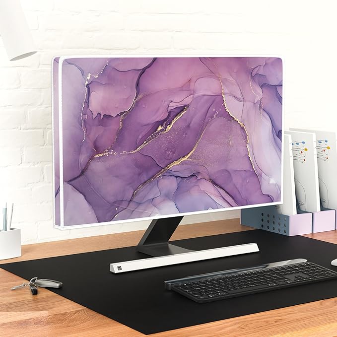 Baocicco Fashion Violet Marble Waterproof TV Dust Cover 80 Inch Anti-Static Dustproof Creative Design TV Screen Cover TV Screen Covers Sleeve Compatible with PC Desktop and TV LED LCD OLED
