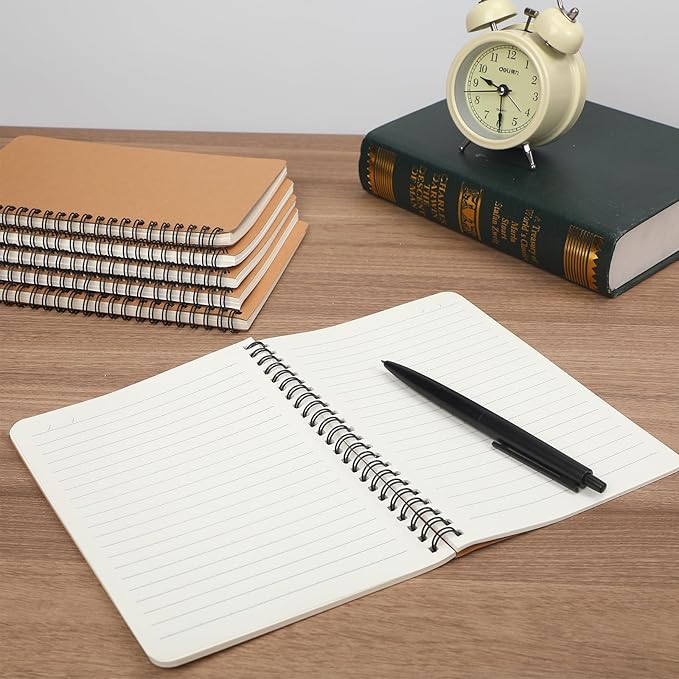 miikoul 150 Packs A5 Spiral Notebooks, 8.3"×5.5", 60 Sheets/120 Pages, Hardcover Lined Journal Notepad Travel Notebooks for Office and Back to School Supplies