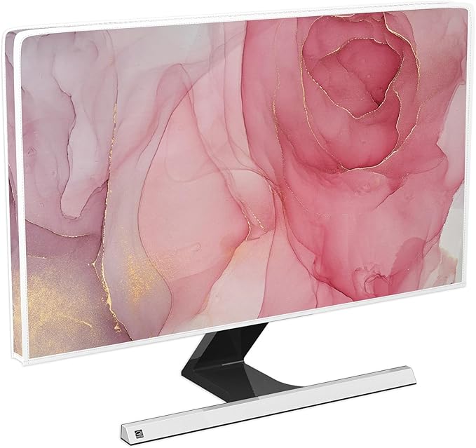 Baocicco Abstract Waterproof Television Cover with Pink Marble Design 70 Inch Full Body Cover for TV Screen Weatherproof Dust-Proof TV Screen Covers Sleeve Compatible with LED OLED Desktop