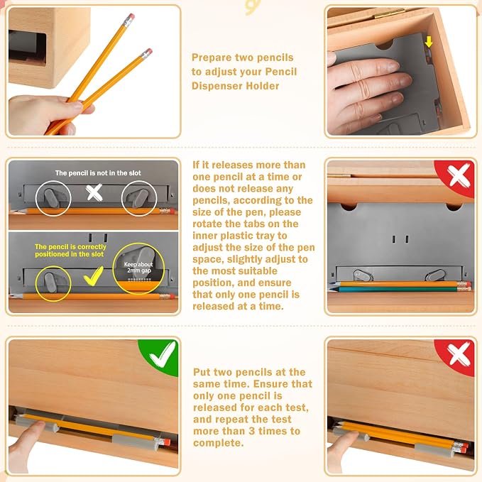 Pencil Dispenser for Classroom, Wooden Pencil Holder, Classroom Teacher Must Have, Pencils Straws Organization & Storage for Classroom Office Kitchen Restaurant (Wood color)
