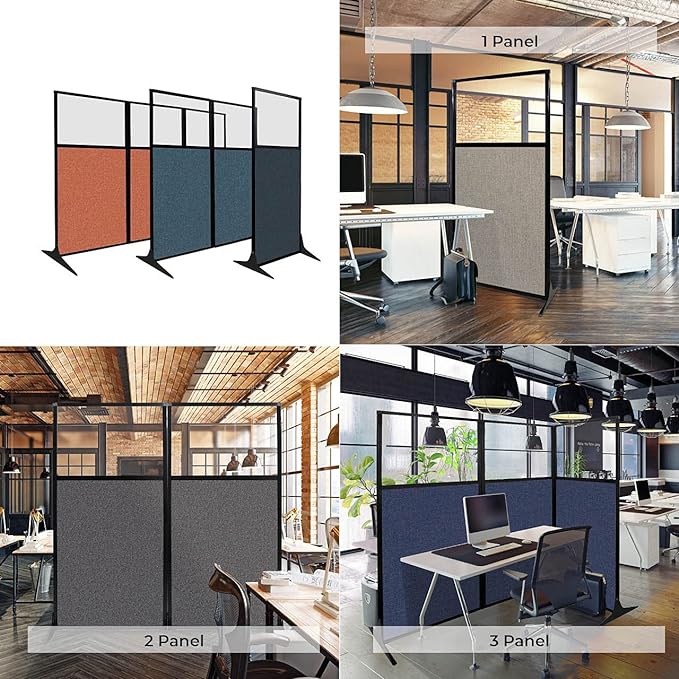 Versare Workstation Partition | Portable Wall Divider | Modern Office Cubicle | Free Standing Privacy Screen | Flexible Work Space | 66" x 70" Caribbean Fabric Panels
