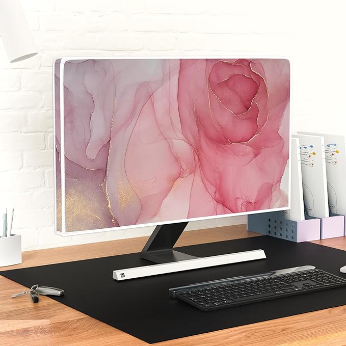 Baocicco Abstract Waterproof Television Cover with Pink Marble Design 70 Inch Full Body Cover for TV Screen Weatherproof Dust-Proof TV Screen Covers Sleeve Compatible with LED OLED Desktop