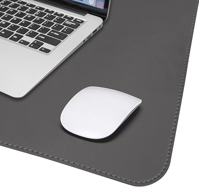 Leather Desk pad Protector, Large Desk mat with Natural Cork & PU Leather,Mouse pad,Non-Slip Office Desk Mat,Waterproof Desk Writing Pad for Office and Home (47in*23.7in,Dark Grey)
