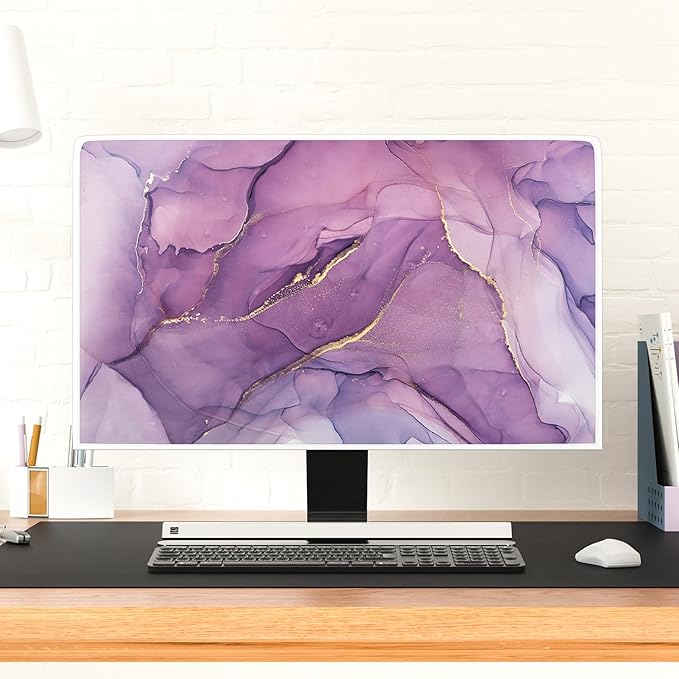 Baocicco Fashion Violet Marble Waterproof TV Dust Cover 65 Inch Anti-Static Dustproof Creative Design TV Screen Cover TV Screen Covers Sleeve Compatible with PC Desktop and TV LED LCD OLED