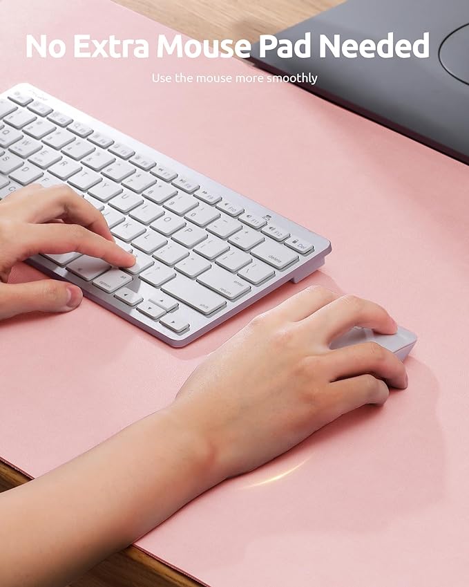 YSAGi Leather Desk Protector, Office Mat, Large Mouse Mat, Non-Slip PU Leather Blotter, Laptop Desk Pad, Waterproof Writing Pad for Office and Home (Light Pink, 31.5" x 15.8")