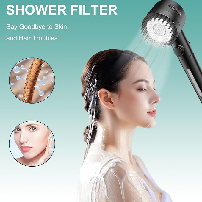 Shower Filter Replacement Compatible with Vatex Shower Head Handheld, High-Efficiency Filtration for Hard Water, Healthier Skin & Hair, 2 Pack
