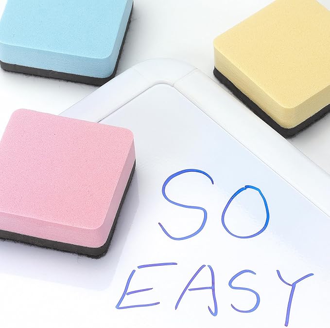 Tamaki 12 Pack Dry Erasers for White Board Magnetic Whiteboard Eraser, Whiteboard Erasers for Kids Classroom, Square Pastel Color