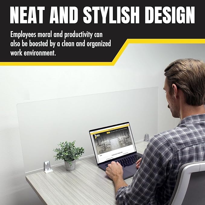 OBEX Frosted Acrylic Desk Mounted Privacy Panel, 12" x 36", Frosted