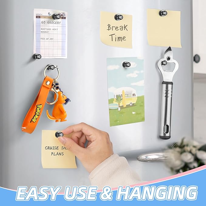 VNDUEEY 20Pcs Strong Fridge Magnets, Black Refrigerator Magnets, Magnetic Push Pins, Strong Whiteboard Magnets for Locker, Map, Kitchen, Office, School, Adults