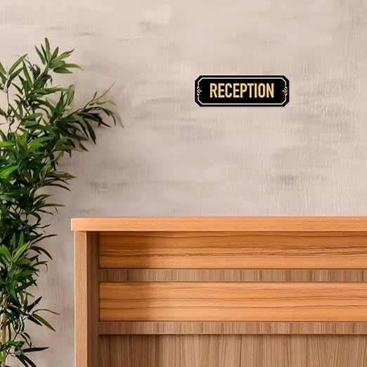 Custom Wall or Door Sign, Personalized Notched Plaque Engraved Message for Bussiness, Property and Home Indoor/Outdoor, 2x6 Inches, Made in USA by Sigo Signs
