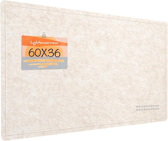 Large Bulletin Board - 60 x 36 Inches, Decorative Felt Pin Board for Wall - 5' x 3' Foldable Photo Display Board with Self-Adhesive Tape, Includes 20 Push Pins -Oatmeal