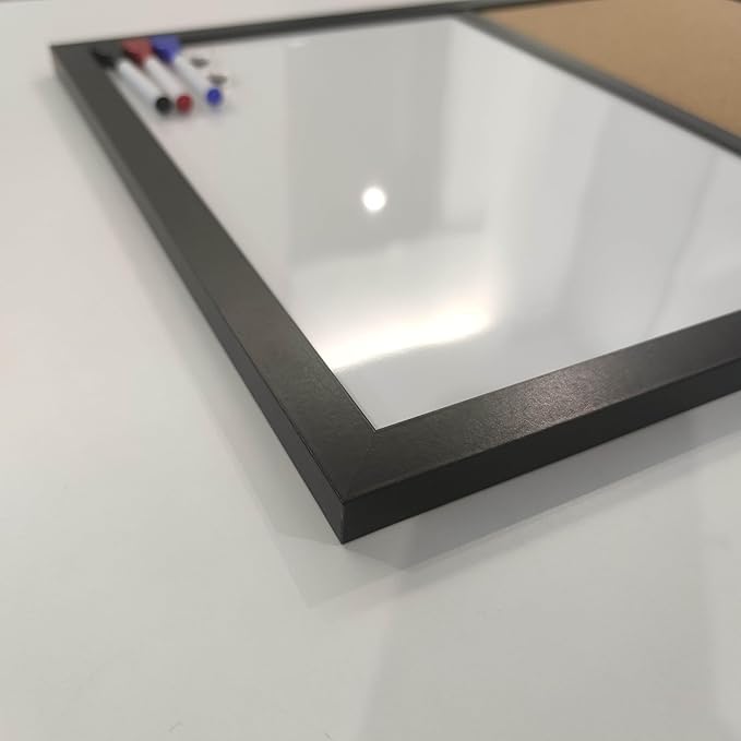 Combination Board Magnetic Dry Erase Board & Corkboard,24''x18'' Combo Board, Black Frame