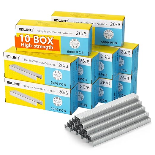 Standard Staples 26/6-10 Boxes of 1/4" Staples (5000 Each), High-Strength, Jam-Free Chisel Point for Office & Home Use
